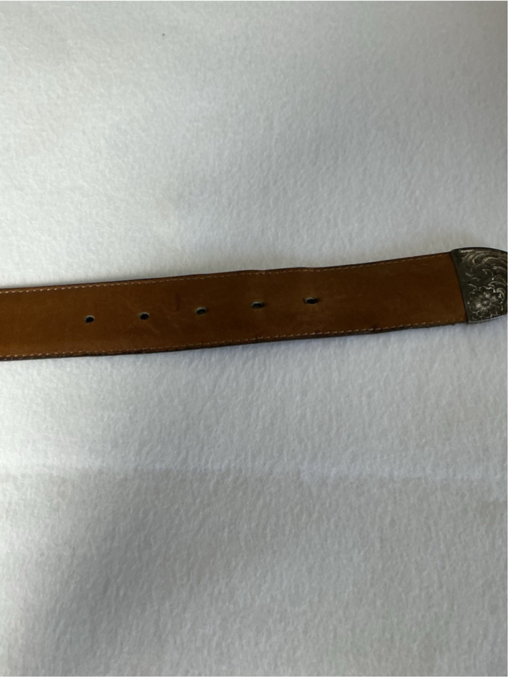 Vintage Al Beres USA Lizard Leather Belt Sz 30 Brown Western 3 Piece Tip Buckle - Picture 7 of 15